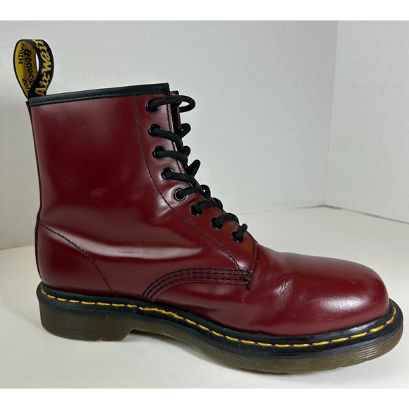 Doc Dr. Martens 1460 Leather Boots Cherry Red Lace Up US Women's Size 10 Men's 9 - Picture 5 of 16